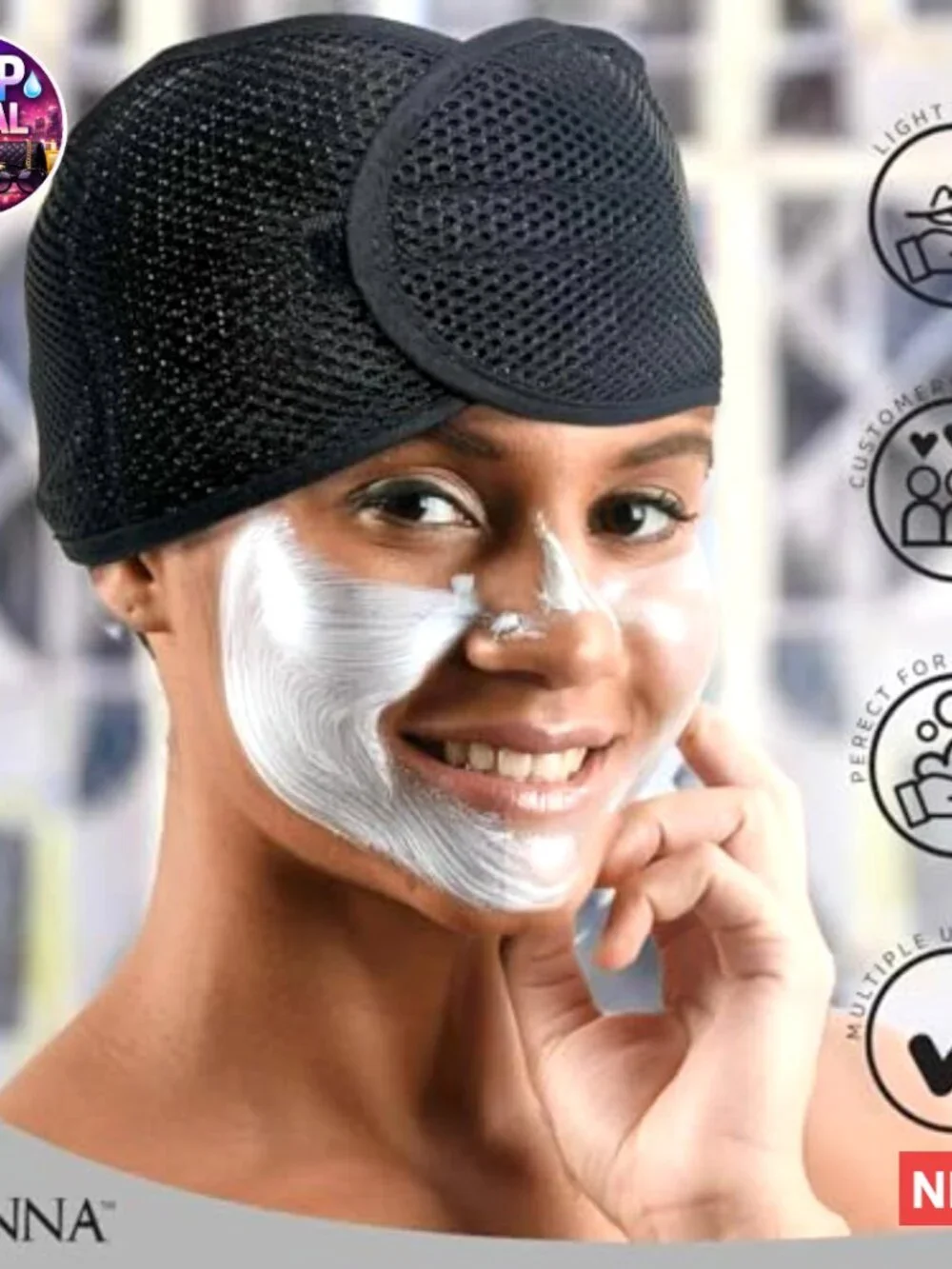 Olive Oil + Vitamin E Treated Mesh Foam Hair Wrap, Adjustable Headband for